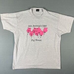 VTG Pigs on‎ Pogo Sticks T Shirt Fits Large CBT Pig Roast 1990s Screen Stars USA
